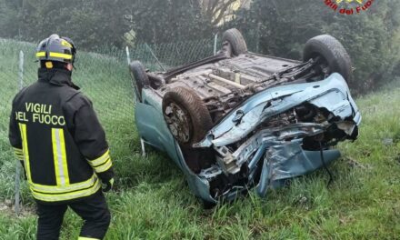 LUZZARA, AUTO SI RIBALTA, UN FERITO