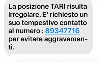 “DEVI PAGARE LA TARI”, CIRCOLA SEMPRE DI PIU’ IL MESSAGGIO TRUFFA
