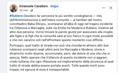 INCIDENTE NEL MODENESE, CAVALLARO CHIEDE PIU’ SICUREZZA PER IL TRATTO STRADALE