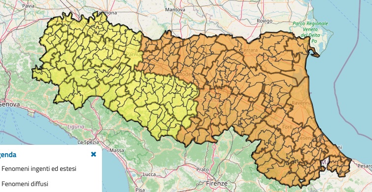 ALLERTA TEMPORALI PER OGGI SULLA PROVINCIA REGGIANA