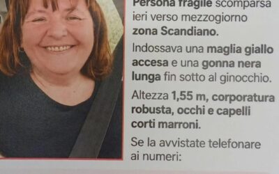 SCANDIANO, DONNA SCOMPARSA, SALE LA PREOCCUPAZONE DEI FAMILIARI