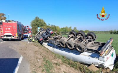TIR RIBALTATO A CELLA, DISAGI AL TRAFFICO