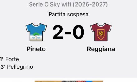 CAMPO BAGNATO, SOSPESA E RINVIATA PINETO-REGGIANA